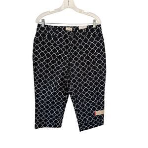 St. John’s Bay Secretly Slender Navy Status Print Cropped Pants Size 10